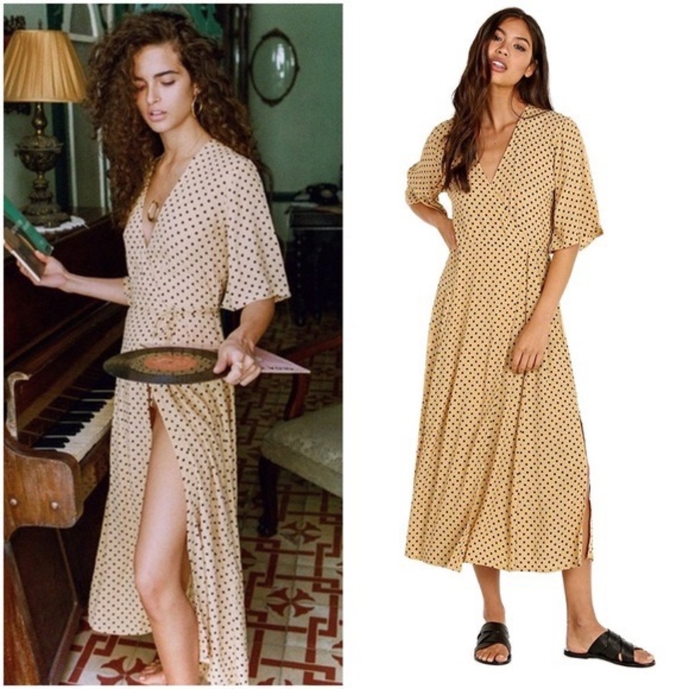 FAITHFULL THE BRAND Rivera Midi Wrap Dress - Lula Dot XS